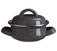 Premier Housewares 0104593 Mini Casserole Dish with Lid, Wide Handles, Enamel, grey