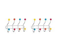 Premier Housewares 0509645 8 Hook Wall Hanger - Multi-Coloured (Pack of 2)