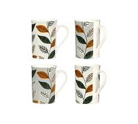 Premier Housewares 0722665 Fern Mugs, Set of 4, Porcelain, Multi-Colour