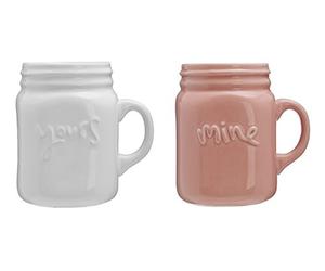 Premier Housewares 0722979 Set of 2 Pretty Things Mug, Porcelain, Coral/White