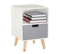 Premier Housewares 1 Drawer Bedside Cabinet | White Nightstand, Wood Legs