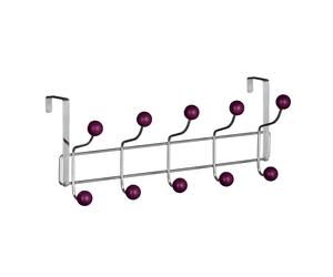 Premier Housewares 10 Hook Strong Over Door Clothes Hanger Purple Plastic Balls