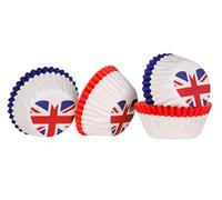 Premier Housewares 100 Pieces Medium Cup Cake Cases Heart Shaped UK Flag Design Cupcake Paper Multicolored