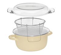 (Cream) Deep Fryer with Pyrex Lid, 5 Assorted Colours