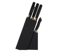 Premier Housewares 11 Pc Copper Fringed Knife Set Black Stainless Steel Knives With Ergonomic Handles And Sl ocking Block Utensils (15 cm x 35 cm x 11 cm)