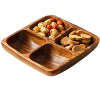 Premier Housewares 1104552 Acacia Wood 4 Section Square Serving Dish, 5 x 20 x 20 cm Brown