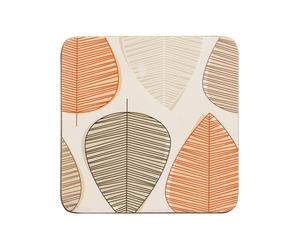 Premier Housewares 1203607 Orange Leaf Coasters - Set of 4, H2 x W10 x D10cm