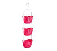 Premier Housewares 1601487 3-Tier Hot Pink Hanging Organiser Small Storage Baskets Shower Caddy for Bathroom as Shelf 14 cm x 21 cm x 16.5 cm