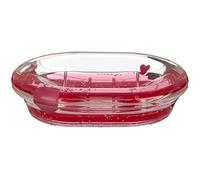 Premier Soap Dish 1601656 - Acrylic with Floating Hearts - Clear/Red 10 x 14 x 3 cm
