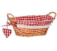 Premier Housewares 1901048 Picnic Basket Bread Basket Wicker Basket Oval Hamper Baskets For Gifts Lining Woven Basket Red H14x W27x D19