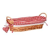 Premier Housewares 1901054 Willow Bread Basket, Wicker, Red Gingham Lining, H14 x W43 x D17cm