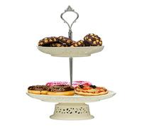 30 CM 2 Tier Cake Plate Ceramic Lace Design Cupcake Holder Stand Centrepiece