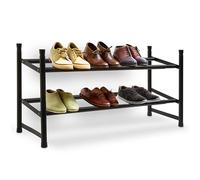 Premier Housewares 2 Tier Open FrameShoe Rack | Under Stairs Shoe Storage Solution | Black Shoe Stand for Home, Office | Compact Shoe Organizer Storage for Clutter Free Space