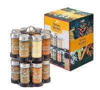 Premier Housewares 2-Tier Rotating Spice Rack, Standing Storage Organiser with 16 Containers, Space Saving Kitchen Seasoning Holder, 48.6 x 32.1 x 23.5 cm