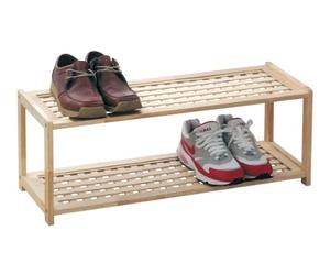 Premier Housewares 2 Tier Rubberwood Shoe Rack with Criss Cross Design, 30 x 79 x 26 cm