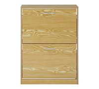 Premier Housewares Shoe Storage Cabinet, Shoes Cupboards for Hallways, Oak Wood, w60 x d24 x h81cm, Brown - 2 Tier