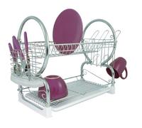 Premier Housewares 2 Tiers Dish Drainer / Dish Rack / Sink Drainer / Draining Rack / Removable Tray / Cutlery Drainer / Cup Holder - White,H39 x W56 x D25cm