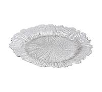 Premier Housewares 24 pc Plate Set Silver Dinner Plates Charger Plates Flower Design Contemporary Small Plates Daily Use Charger Plate w33 x d33 x h2cm