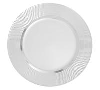 Premier Housewares 24 pc Plate Set Silver Dinner Plates Charger Plates Round Contemporary Small Plates Daily Use Charger Plate w33 x d33 x h2cm
