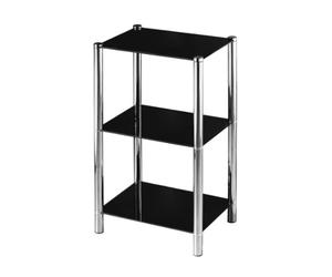Premier Housewares 2401187 3 Tier Unit Black Glass Shelves70 x 41 x 31 cm