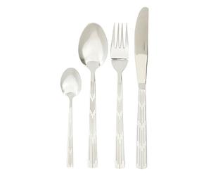 Premier Housewares 24Pc Cutlery Set|Stainless Steel Spoons, Knives and Forks Set|Silver Etched Finished Cutlery Set for 4|24 Pc Knife Fork Spoon Set with Etched Detail Handles