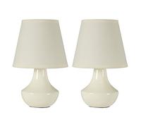 Premier Housewares Set of 2 Table Lamps in Cream Ceramic