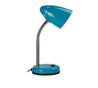 Blue Office Study Desk Lamp Table Light Flexible Satin Nickel Stem Round Base