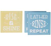 Premier Housewares 2800766 Bathroom Wall Plaques - Multi-Colour, Set of 3,1x20x20 cm
