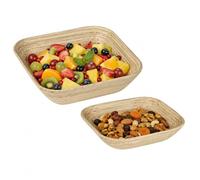 Premier Housewares 2pc Natural Bowl Set, Bamboo Mixing Bowls with Coating