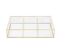 Premier Housewares 3 Compartments Clear Glass Makeup Organiser/Make Up Organiser Drawer/Makeup Organiser Storage For Cosmetics/Cosmetics Box/Box For Makeup