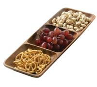 Premier Housewares 3-Section Rectangle Serving Dish - Acacia Wood, Brown