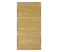 Jenson 3 Tier Shoe Cabinet, Natural Brown Oak Wood, Delivered Fully Assembled Premier Housewares Brown One Size