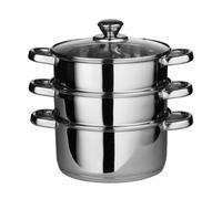 Premier Housewares 3-Tier Steamer with Glass Lid, 20 cm - Stainless Steel