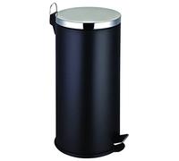 Premier Housewares 30L Pedal Bin, Slim Black Stainless Steel Recycle Bin for Kitchen, 65 x 30 x 36 cm