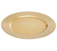 Premier Housewares 33cm Set of 4 Gold Finish Ribbed Charger Plate Set | versatile Dinnerware Set Charger Plates for all Ocassions | Centrepiece Dinner Plates for Home