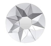 Premier Housewares 3D Round Shaped Wall Mirror For Garden And Bedroom MDF Reflective Bathroom Mirrors Wall Mounted Contemporary Geometric Design Hallway Walls Mirrors 80 x 6 x 80