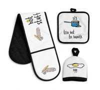 Premier Housewares 3pc Kitchen Textile Set, Pot Holder, Egg Cosy, Gloves