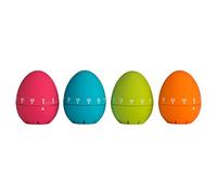 Premier Housewares 4 Assorted Egg Shape Timers With 1-60 Minute Range|Vibrant Mechanical Timers Available in Hot Pink, Blue, Green, & Orange|Perfect for Cooking, or Boiling Eggs