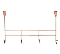 Premier Housewares 4 Hook Over Door Hanger, Iron Wire, Rose Gold, 10 x 40 x 25 cm