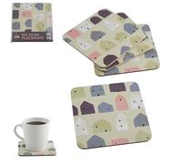 Premier Housewares 4 Piece Square Wild Cottage Coasters | Stylish Multi-Coloured Geometrical Design | Practical Table Accessories for Everyday Use