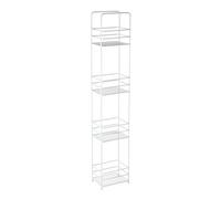 Premier Housewares 4 Tier Rectangle Storage Caddy Metal/Vinyl Coating, White, 12 x 16 x 87 cm