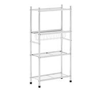 Premier Housewares 4 Tier Shelf Unit with Basket, Silver