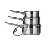 Premier Housewares 408106 Stainless Steel Saucepan Set, Two Tone Induction Cookware Set - 3 piece Silver