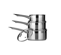 Premier Housewares 408106 Stainless Steel Saucepan Set, Two Tone Induction Cookware Set - 3 piece Silver