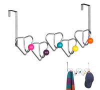 Premier 509730 Housewares 5 Hook Over Door Hanger - Multi-Coloured,Silver,H20 x W37 x D10cm