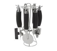 Orsina 5 Pc Kitchen Gadget Set With Rotatable Stand, Stainless Steel Kitchen Tool Set, Kitchen Utensils With Holder