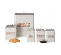 Premier Housewares 5 Piece Grey Kitchen Storage Set | With Gold Lettering