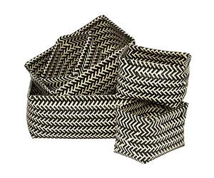 Premier Housewares 5-Piece Interlocking Basket, Polypropylene, Black