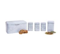 Orsina 5 Pc Marble Effect Kitchen Storage Set, Kitchen Storage Set, 5 Piece Kitchen Canister Set, Metal Canisters