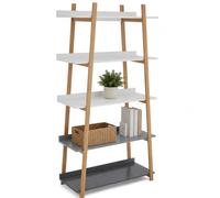 Premier Housewares 5 Tier Shelf Unit | A-Frame Wooden Ladder Shelving Unit
